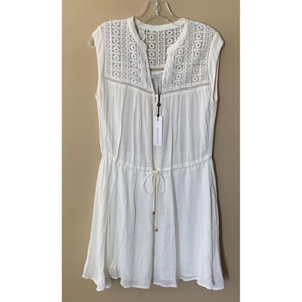 NWT Heartloom Ivory Chiffon Dress Size Small Women’s Lined  Drawstring Waist B2